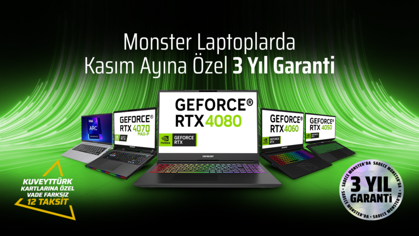 Yüksek Performanslı Laptoplar’da 3 Yıl Garanti ve 12 Ay Taksit İmkanı!